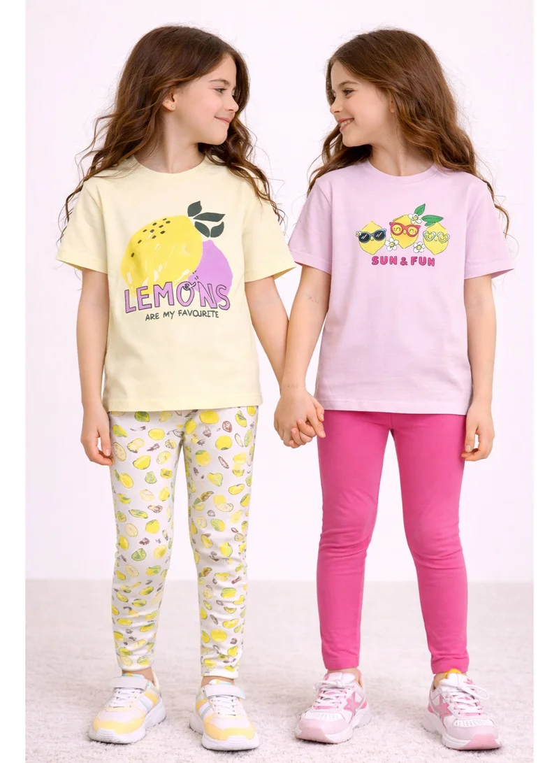 فكتور اند جين Girls’ Multipack (2 Pack) – Graphic T-Shirts & Leggings Set (Basic Fit)